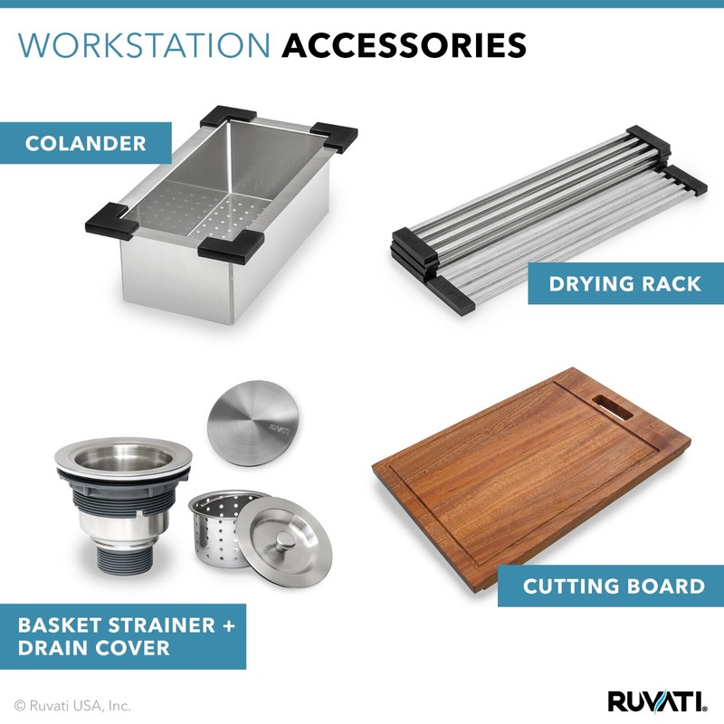Ruvati 30" Apron-front Workstation Farmhouse 16 Gauge Kitchen Sink- RVH9100 gallery