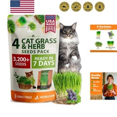 3200+ Indoor Cat Grass Refill – Non-GMO Grown Catnip, Oat & Alfalfa Seeds – …
