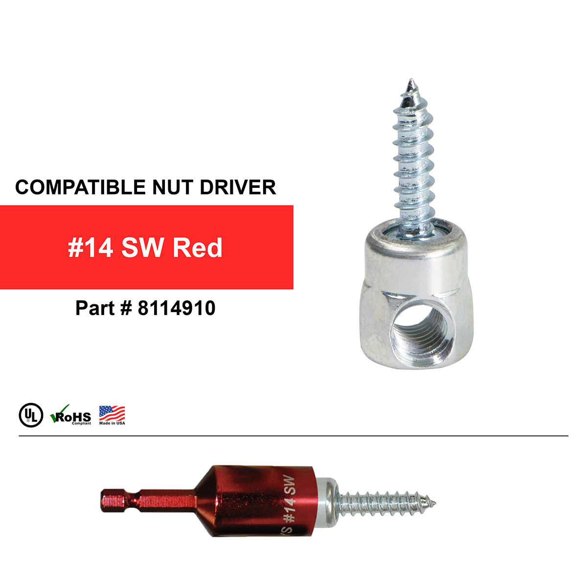 Sammys 1/4 x1'' Horizontal Rod Anchor Screw 3/8" Threaded Fitting for Wood 25 pk gallery