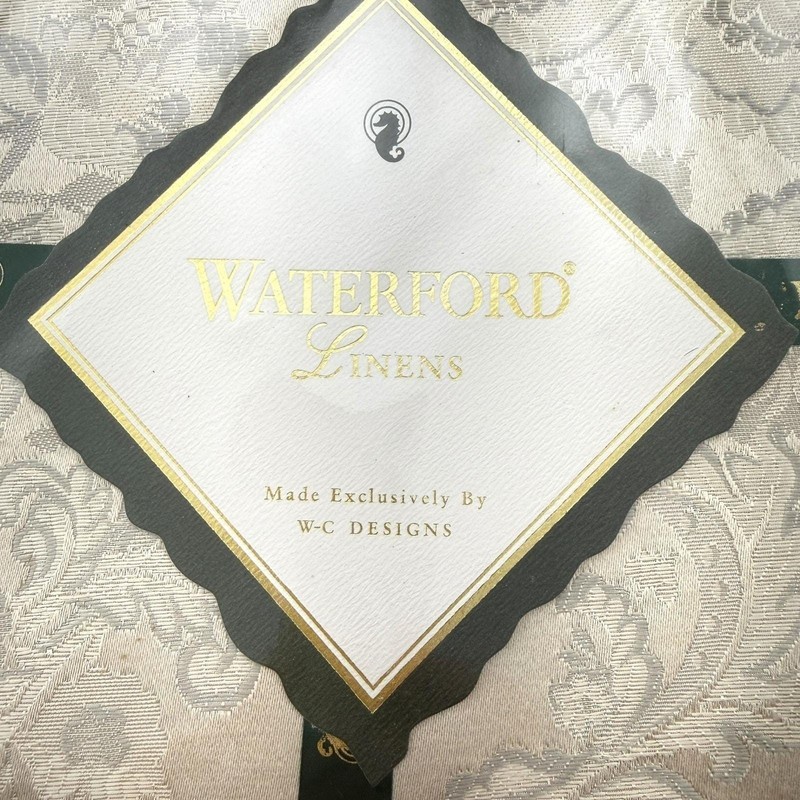 Waterford Linens Tablecloth Platinum Bryanne Damask 90" Round 2003 gallery
