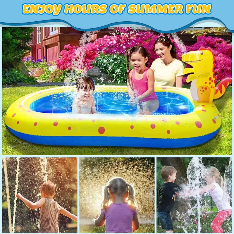 Pool Inflatable, 67'' X 41'' X 26'' Sprinkler Swimming Pool, Spray Kiddie Pool, gallery