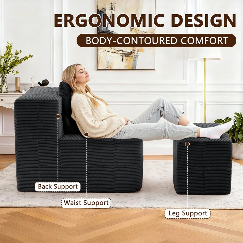 Korser Modular Sectional Sofa with Ottoman Convertible Tofu Block Sofa Floor Sof gallery