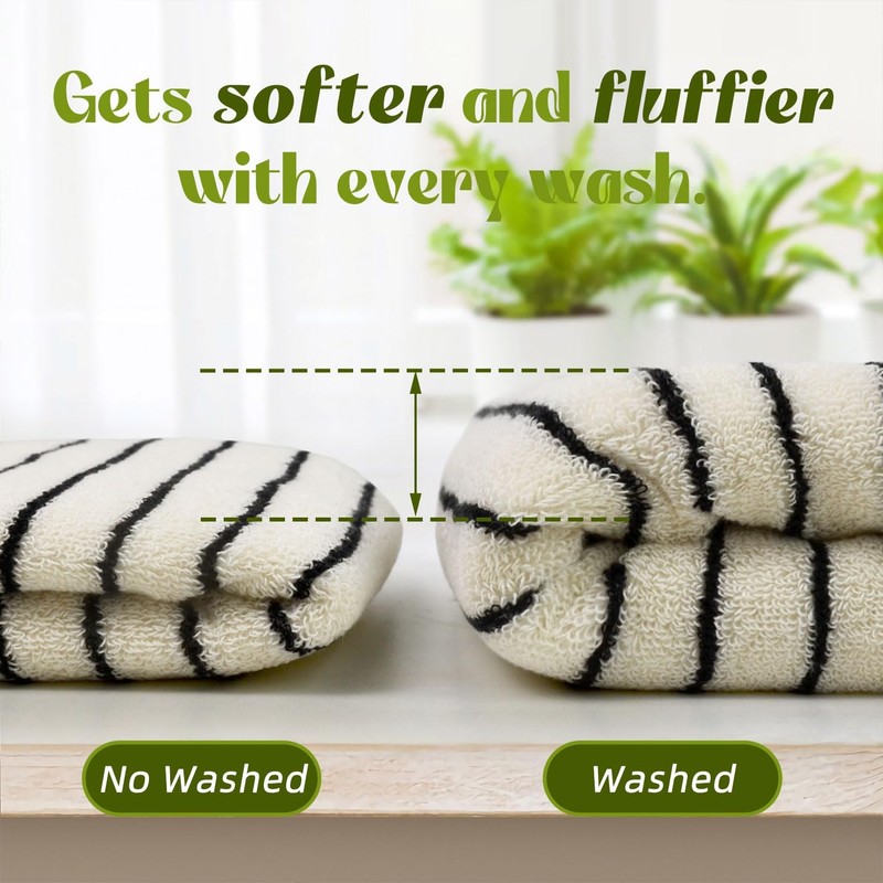 Jacquotha Black and White Striped Hand Towels for Bathroom, Vintage Kitchen D... gallery