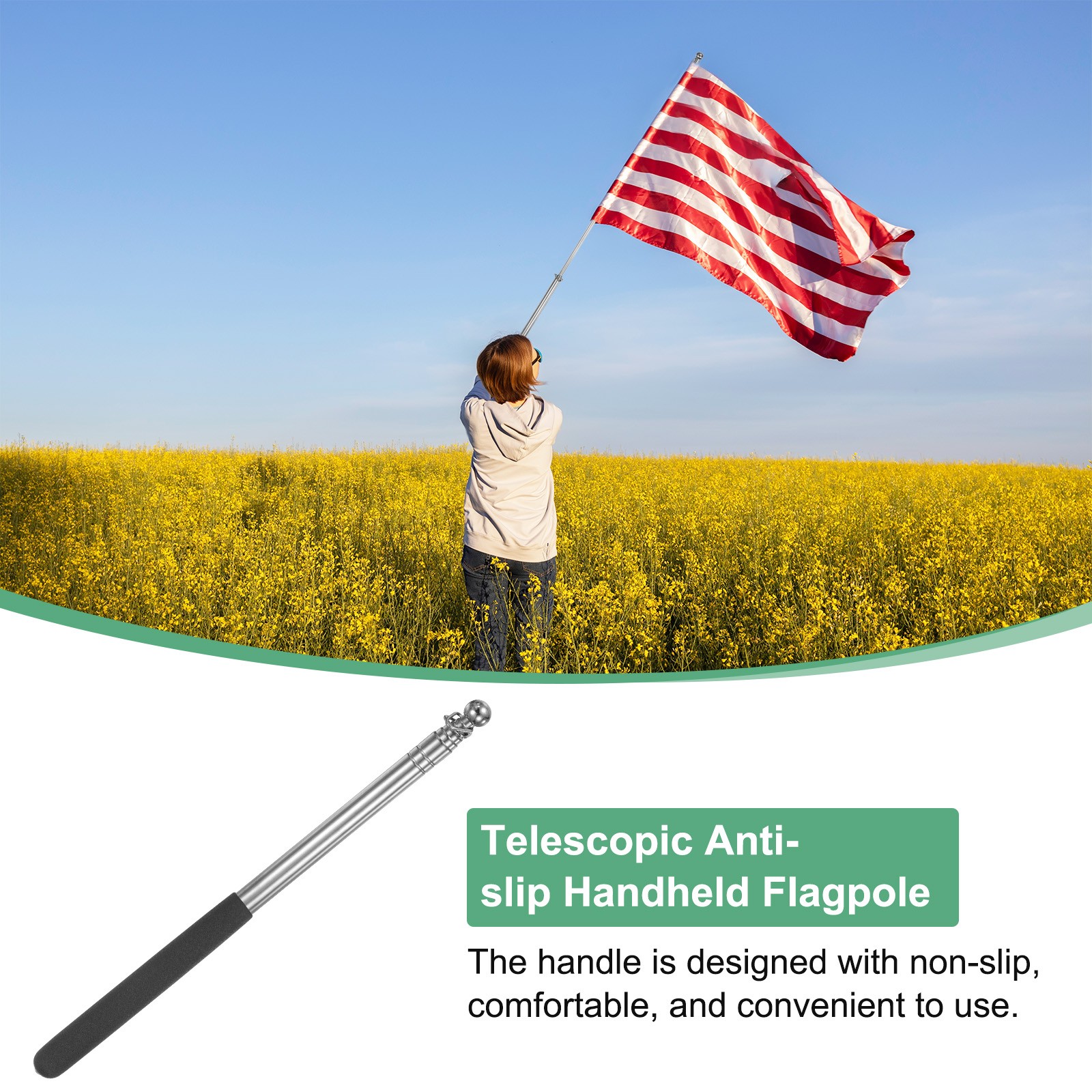 4-Pack 3.94Ft/1.2M Telescopic Flag Pole with Clips Black gallery