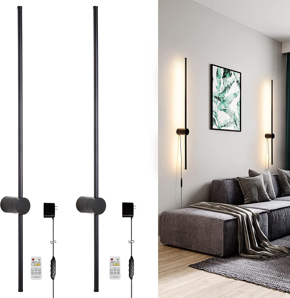 LED Wall Lights RC Dimmable Modern Plug in Wall Sconce Set of 2 With Dimmer 39"
