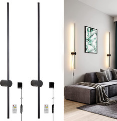 LED Wall Lights RC Dimmable Modern Plug in Wall Sconce Set of 2 With Dimmer 39″