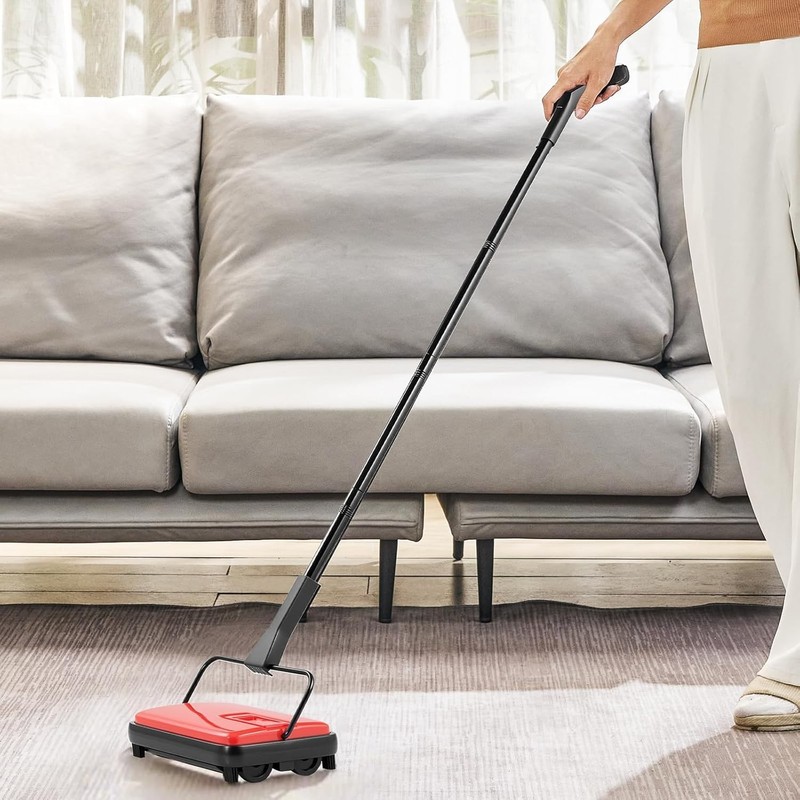 Carpet Sweeper Manual, Floor Sweeper with 300 ml Dustbin Capacity Easy to Emp... gallery