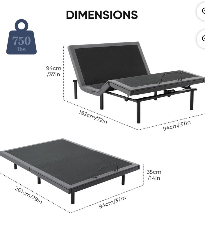 edx Adjustable Bed Frame, Individually Tilting Head and Foot gallery