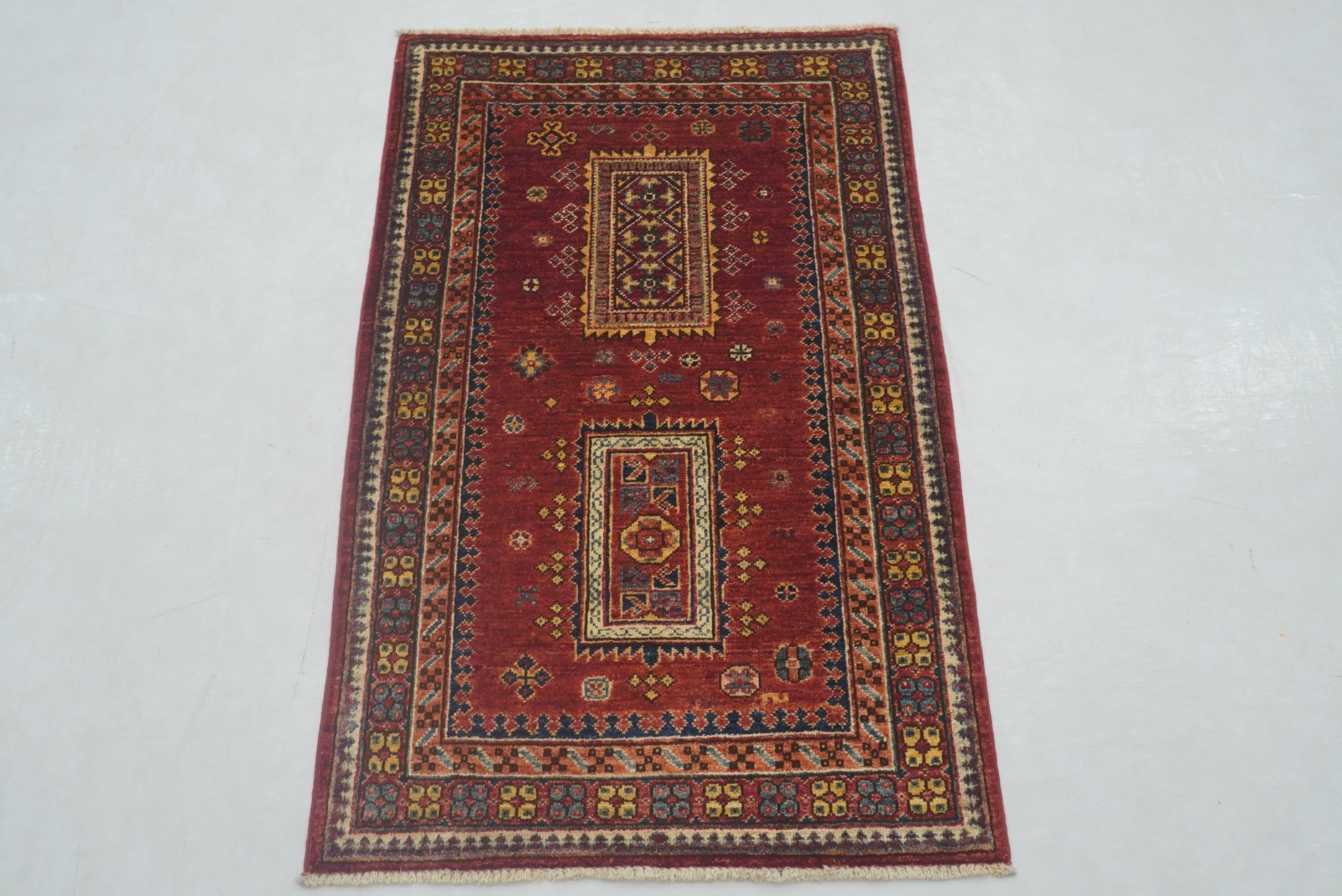 3x4 ft Red Afghan Hand Knotted Traditional Area Rug gallery