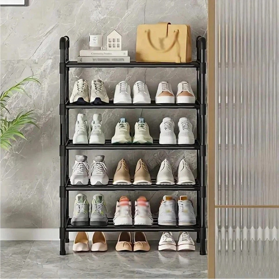 5-Layer Shoe Rack Black Shoe Storage Stand Simple Home Office Shoe Storage DIY gallery