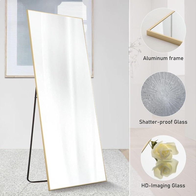 Full-length Mirror Floor Mirror Large Wall Bedroom Mirror Stand Alloy Thin Frame gallery