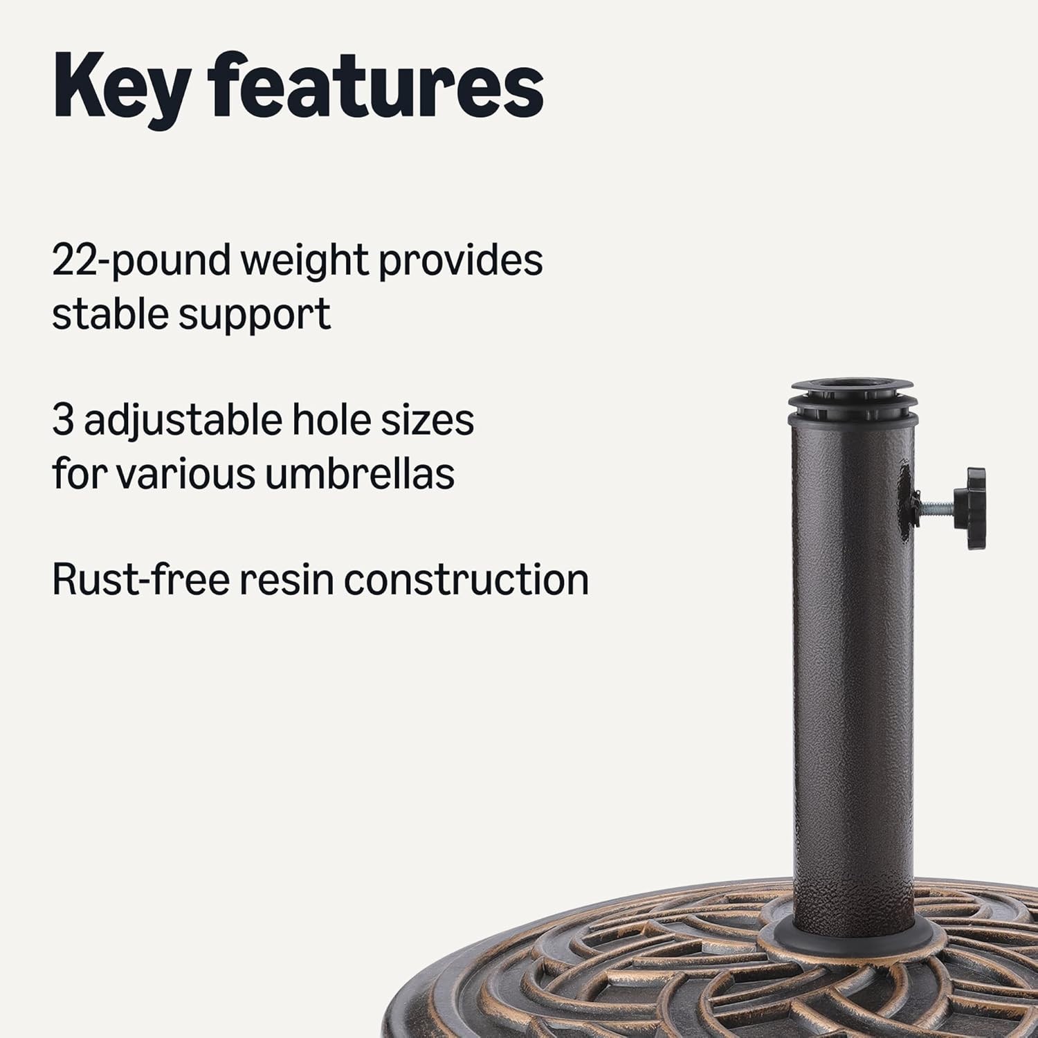 Basics Adjustable Patio Umbrella Stand, Black, 22 Pounds gallery