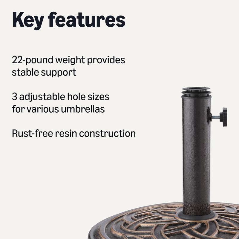 Basics Adjustable Patio Umbrella Stand, Black, 22 Pounds gallery