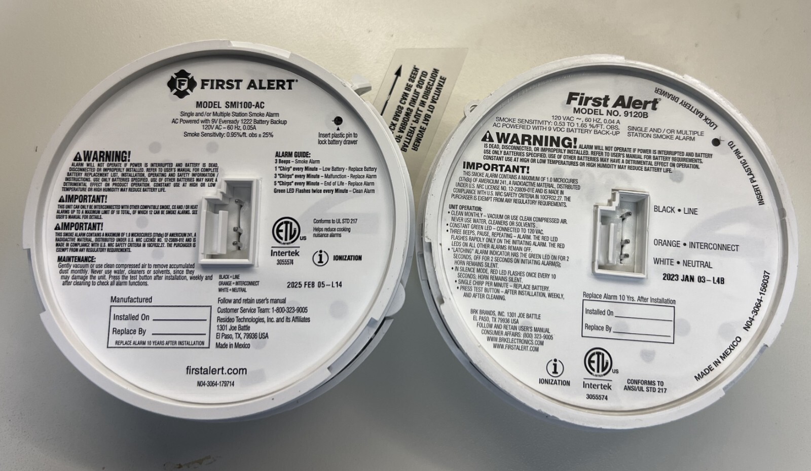 BRK First Alert 9120B/1046836/SMI-100-AC Smoke Detector AC Powered w/battery NEW gallery