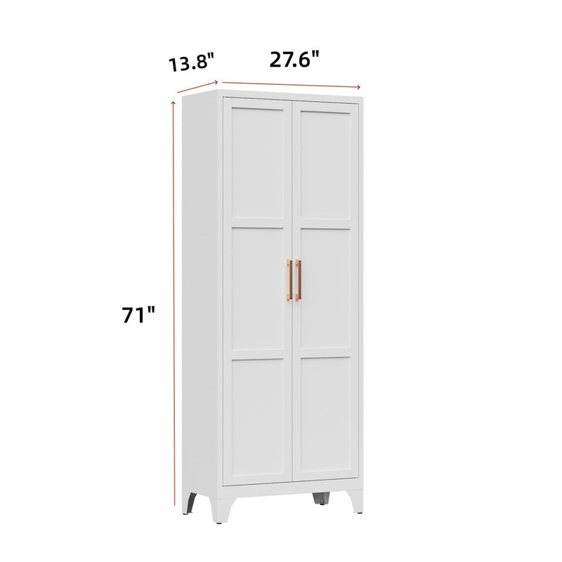 Freestanding Kitchen Pantry Storage Cabinet 3 Adjustable Shelves Metal Cupboards gallery