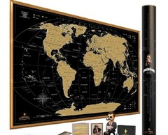 Scratch off Map World Large scratch travel map Push pin large black gold Mymap