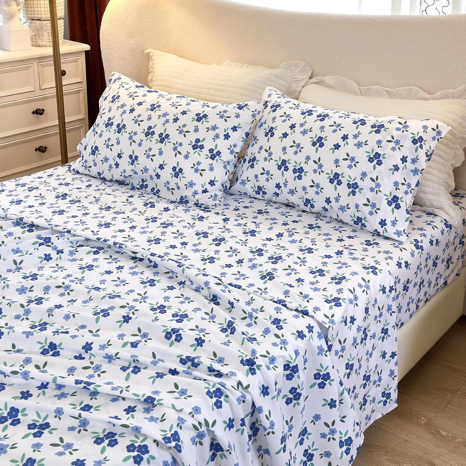 Floral Queen Sheet Set, 4-Piece Printed Bed Sheets, 16" Deep Pocket, Ultra Soft gallery