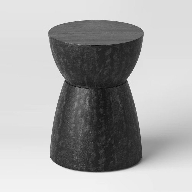 Prisma Round Wood Turned Drum Accent Table Black - Threshold gallery