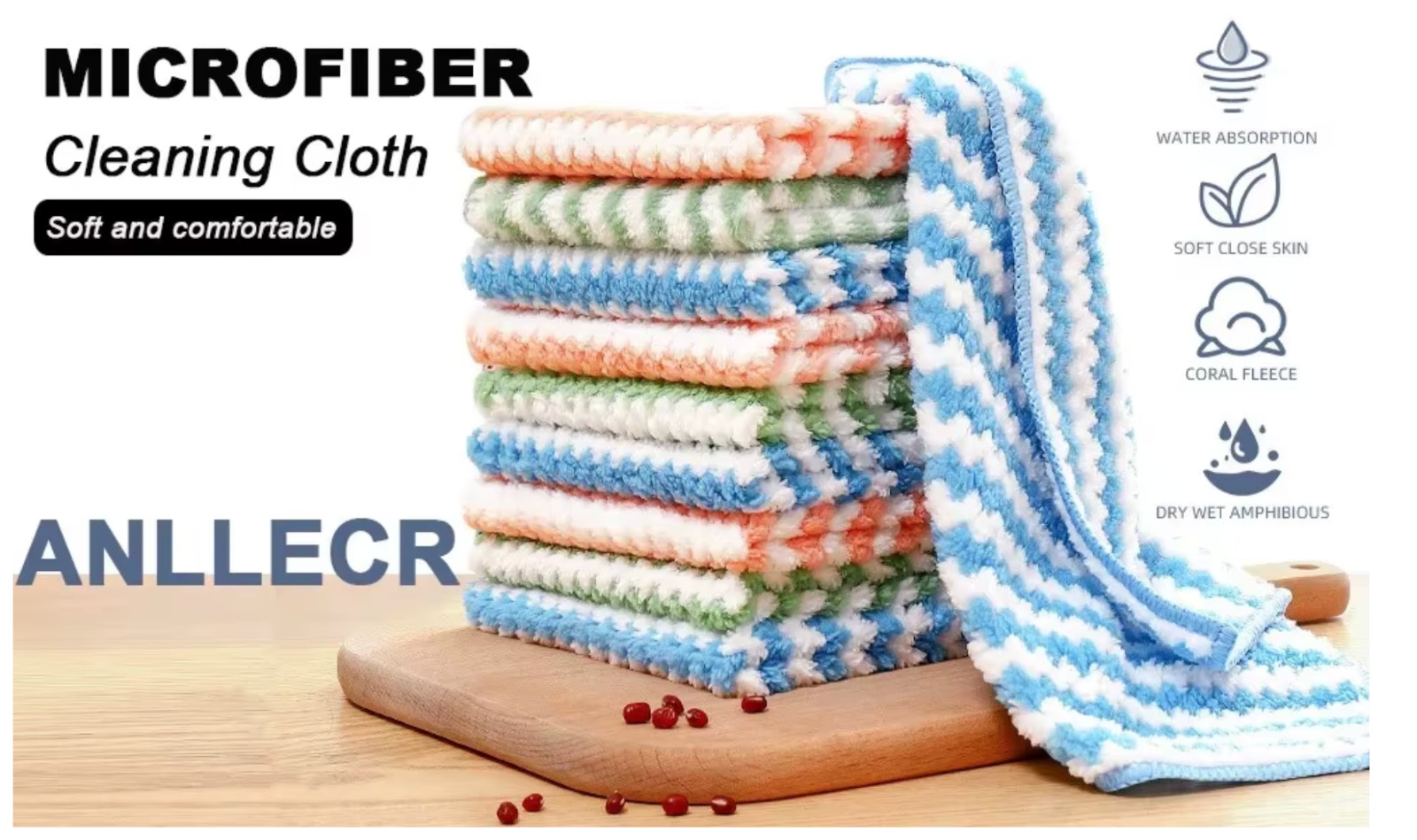 Microfiber Cleaning Cloth Absorbent Kitchen Washing Dish Rags Household Wipe gallery
