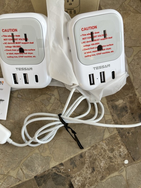 2 Tessan Power Plug Adapters w 4 Outlets+ 2USB+C for US Travel to Europe gallery