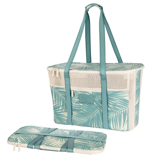 Aloha Collection CleverMade Collapsible Beach Tote Bag Fold Flat Mesh Travel NWT gallery