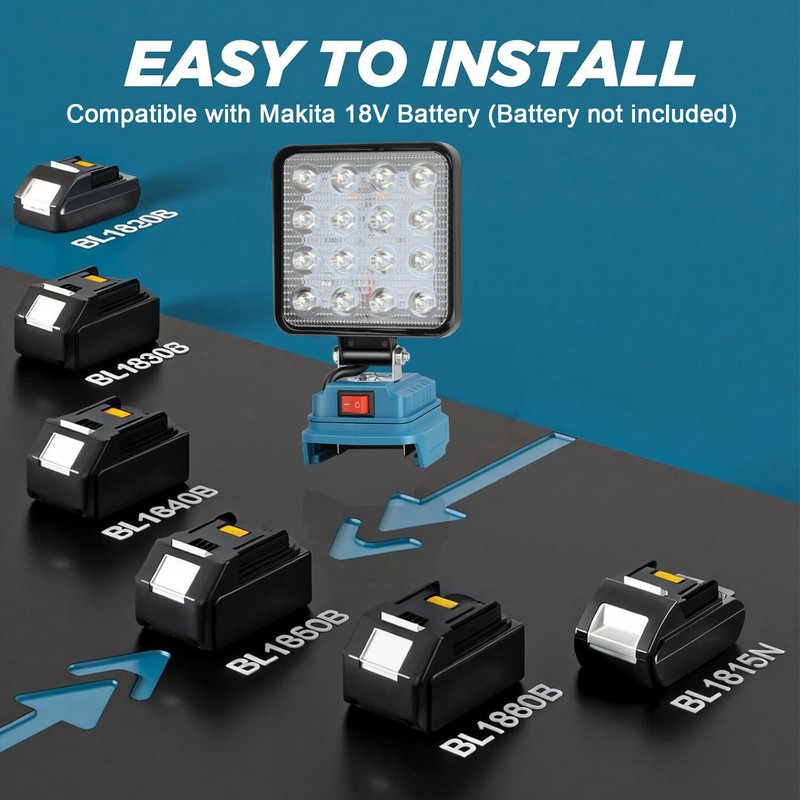 60W 18V LED Work Light Flashlight for Makita 18V LXT Battery with Two USB Ports gallery
