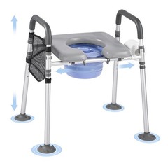 Bedside Commode Chair, 500 lbs Capacity, 4-in-1 Portable Toilet and Raised Toile