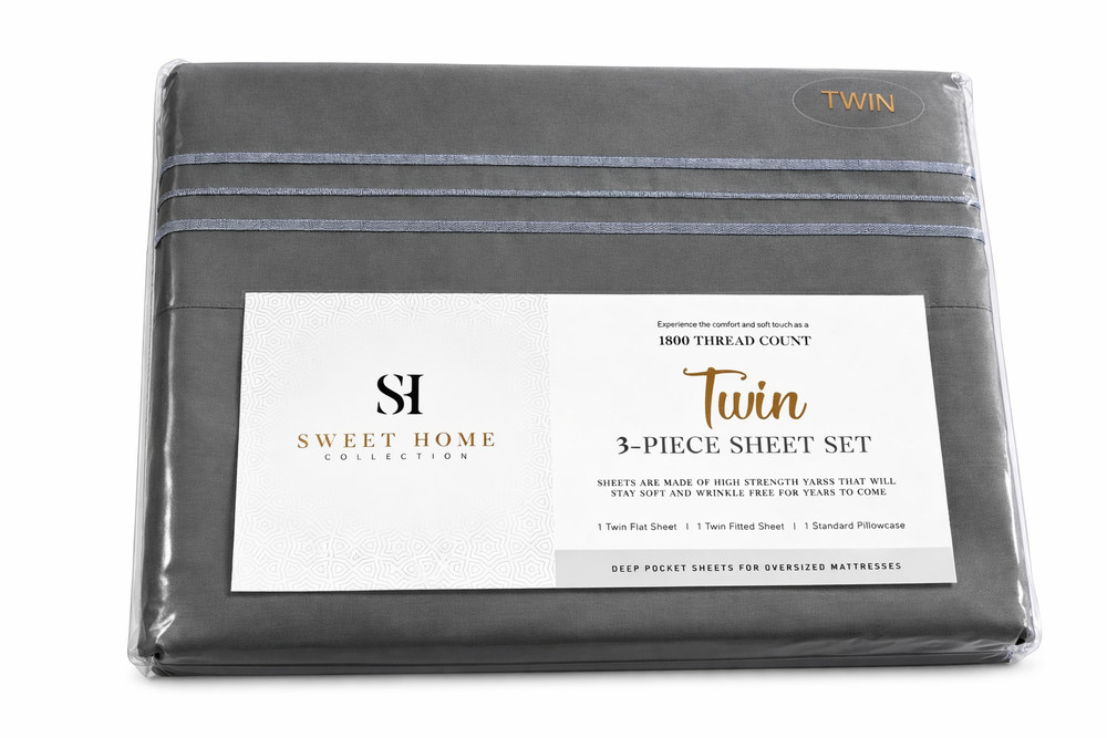 TWIN GREY 1800 thhread count
