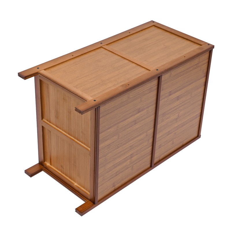 Modern Design Bamboo Bedside Table 2 Tier Nightstand 99.20lbs Floor Standing USA gallery