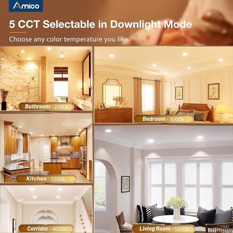 ETL Certified 12 Pack 3 Inch Recessed Downlights - Dimmable & Nightlight Feature gallery