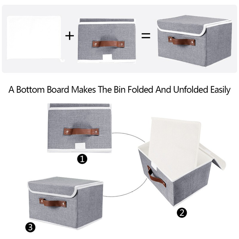 2/6/12Pc Linen Fabric Cube Storage Bins Boxes Foldable Home Organizer Baskets gallery