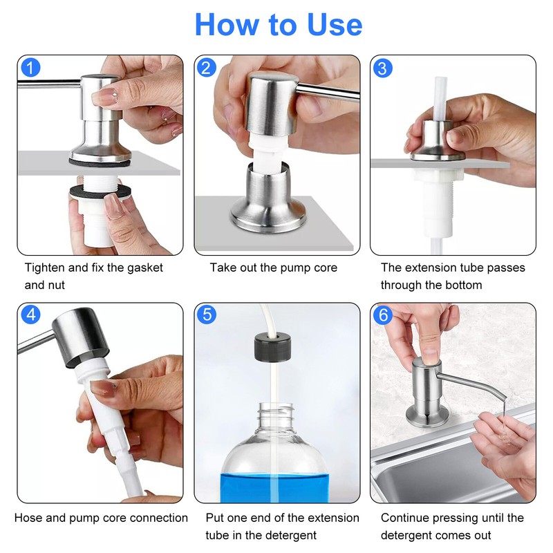 Brass Brushed Nickel Soap Dispenser 47"Extension Tube Kit for Kitchen Sink Pump gallery