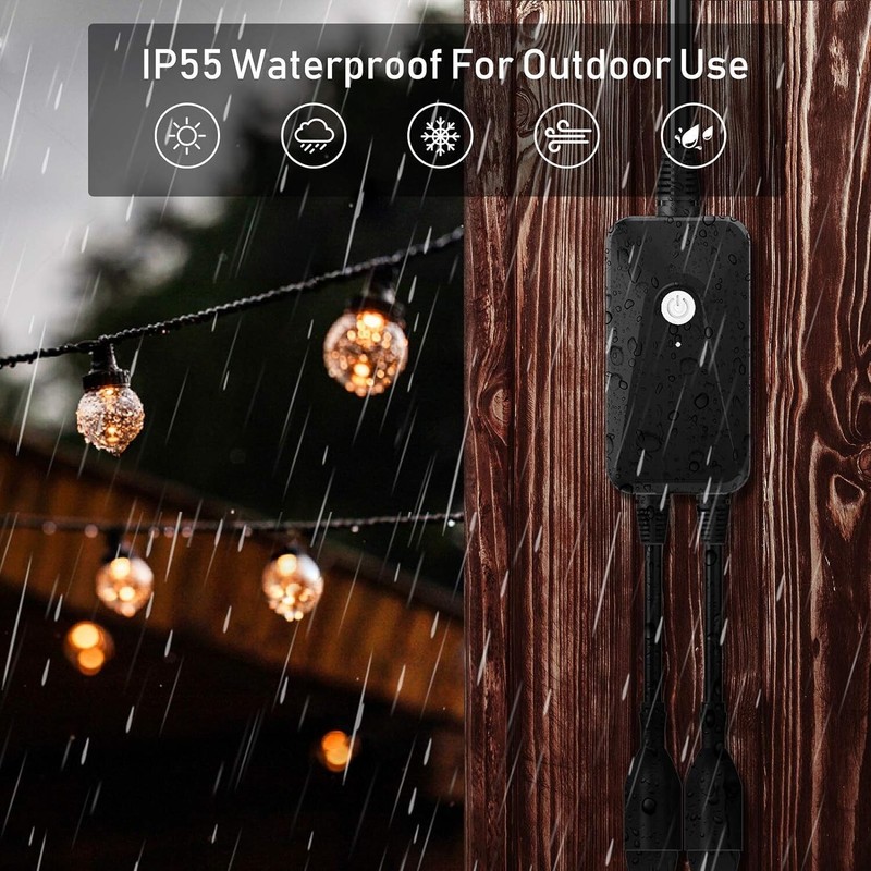 Smart WiFi Dimmer Plug 2 Sockets, Outdoor Smart Outlet Work with Alexa&Google gallery