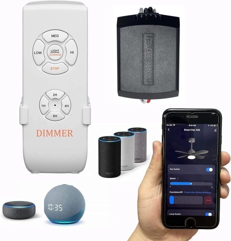 Universal Smart WiFi Ceiling Fan Remote Control Kit, Compatible with Alexa, G... gallery