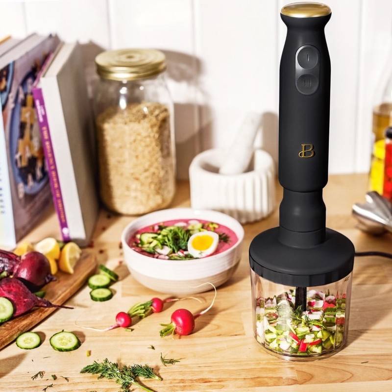 2-Speed Immersion Blender with Chopper & Measuring Cup, Black Sesame gallery
