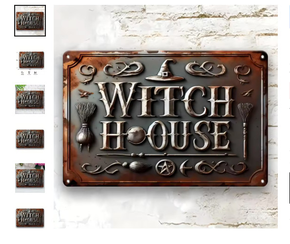 Unique Vintage Witch House Wiccan Gothic Sign Wall Decor Indoor Outdoor 8x12 2D gallery