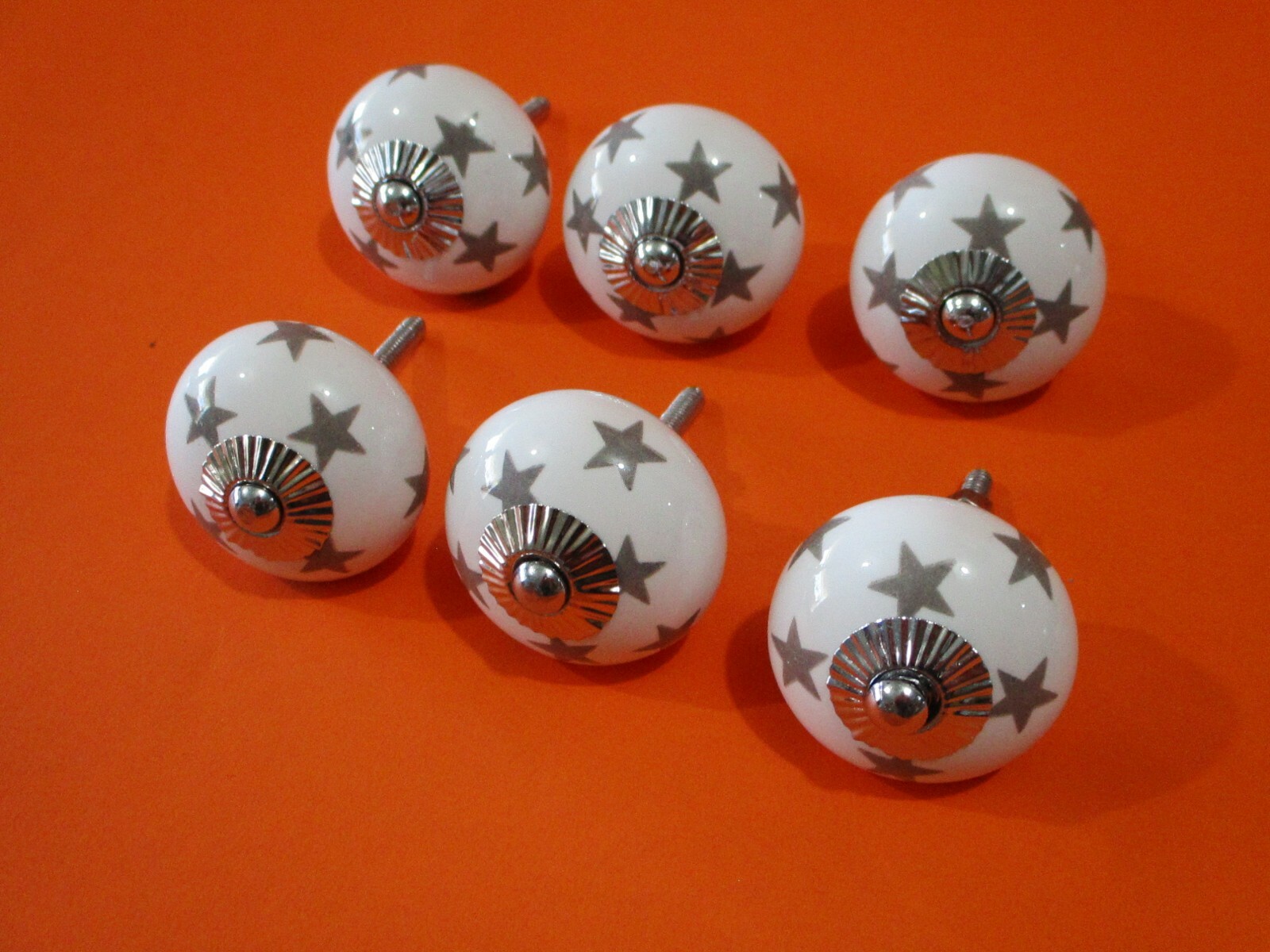 6 Sliver Star Drawer Pulls Knobs Handle Cabinet Dresser Hardware Round Pull gallery