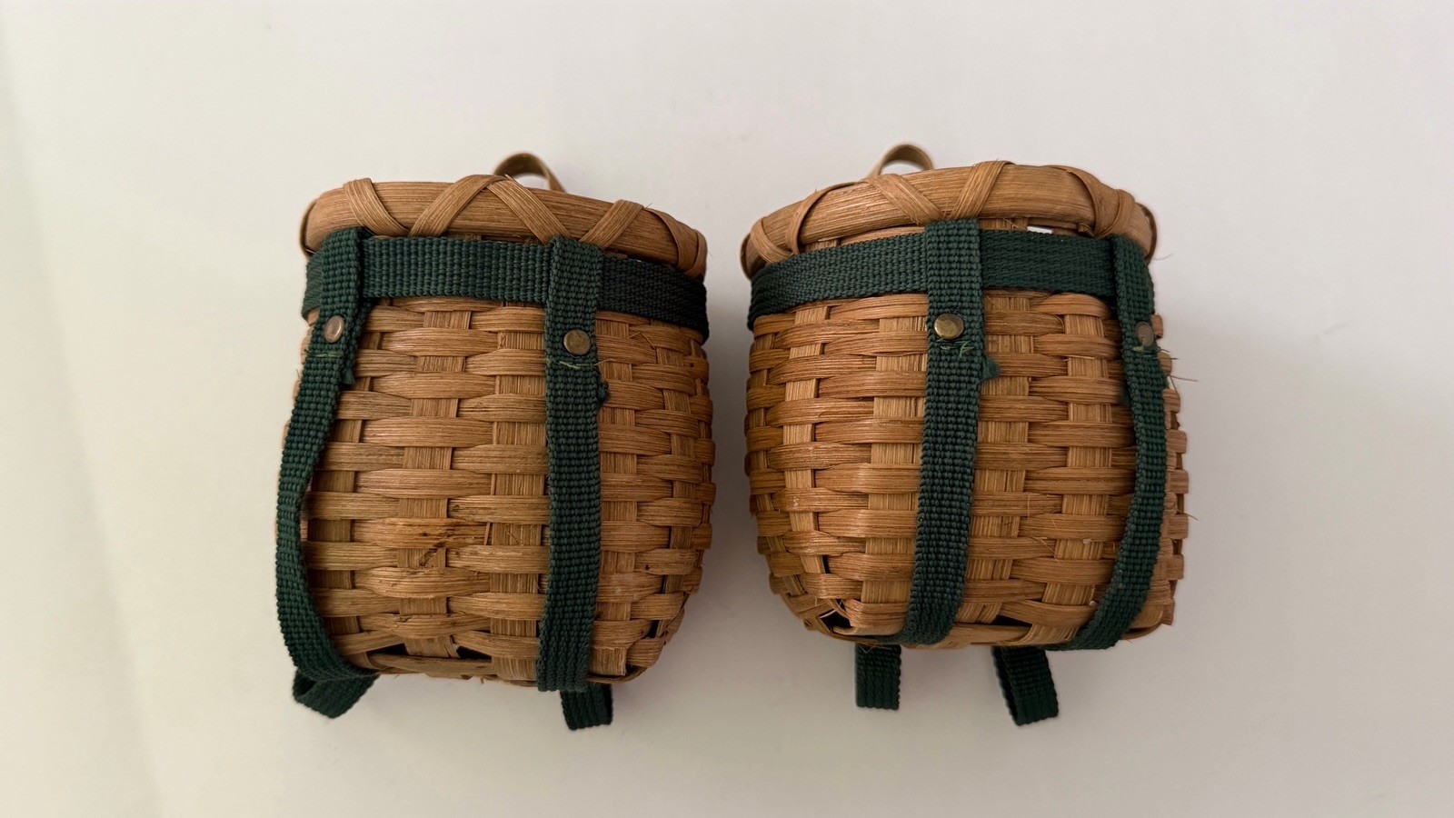 Two Mini Adirondack Backpack Baskets Wall-Mounted Wicker Organizer Home Decor gallery