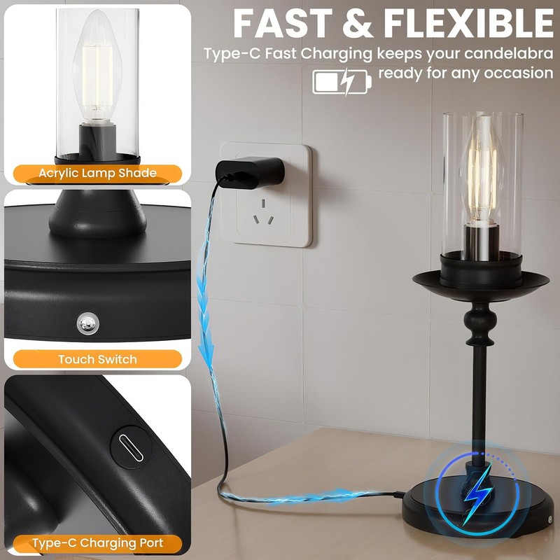 Retro Cordless Touch Dimmable Table Lamp, 5200mAh Features 3 Color Temperatur... gallery