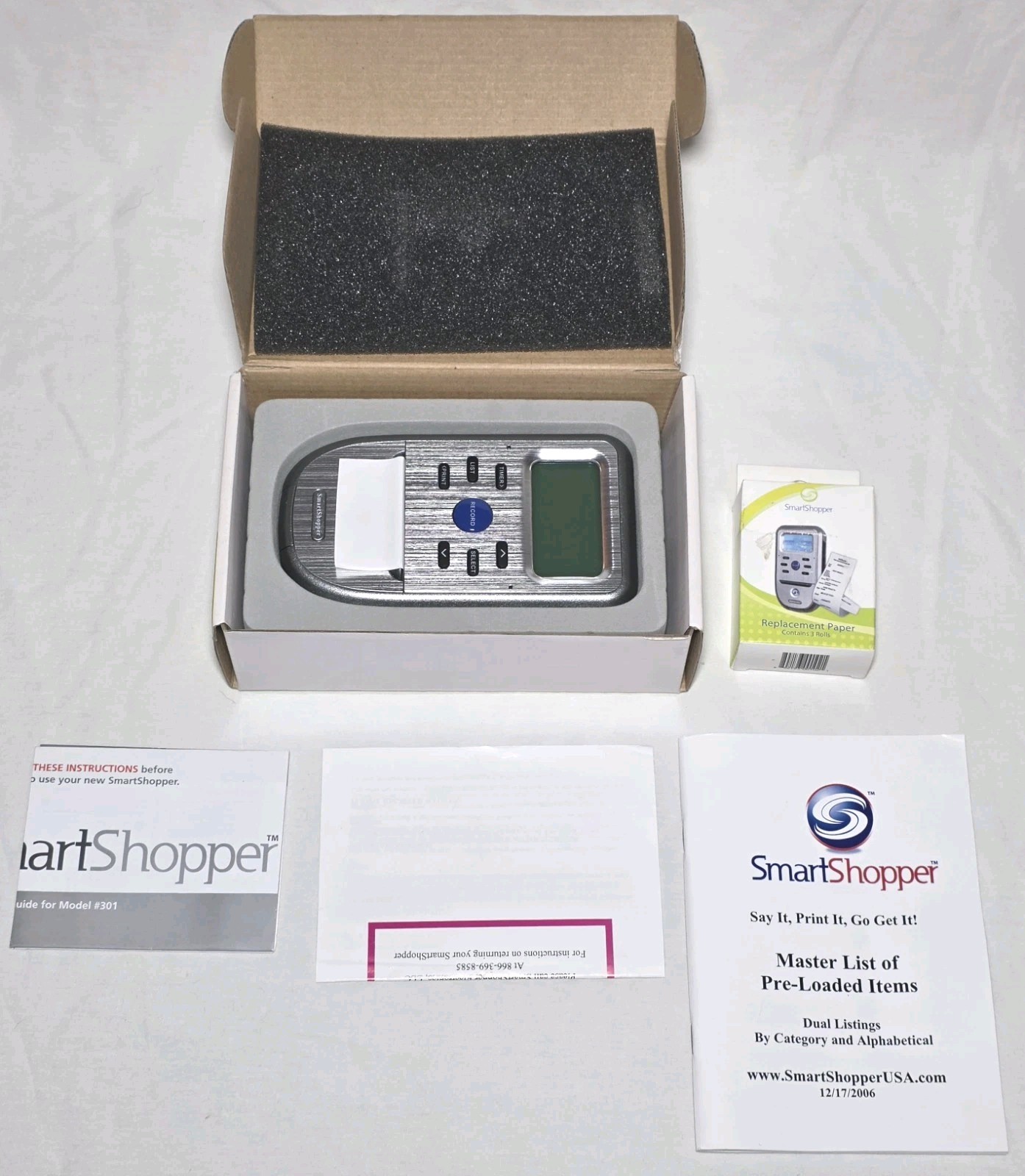 Smart Shopper GROCERY LIST ORGANIZER Voice Printer List Maker SS301 W/ Extras gallery