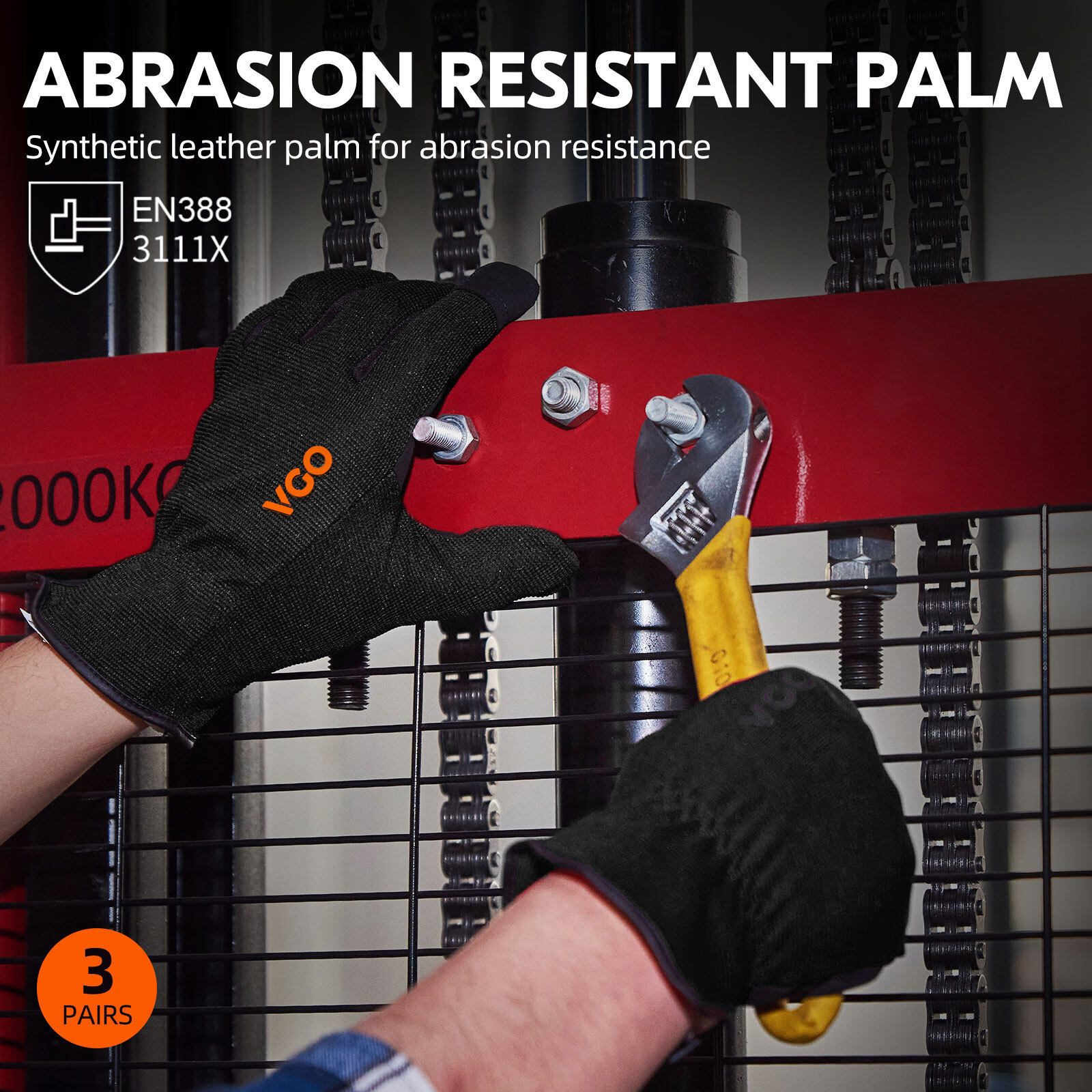 Vgo 3Pairs Multifunctional Light Duty Work Gloves,Garden Gloves (black, AL8736) gallery