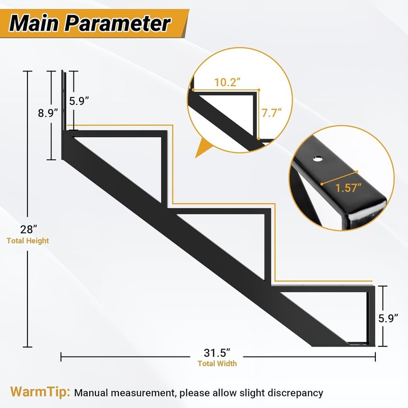 Steel Stair Riser 2-Pack 3 Step Stringers for Deck Outdoor Steps gallery