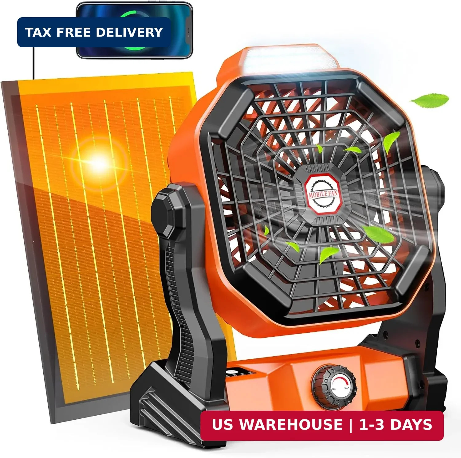 Rechargeable Solar Powered Fan, [Max 40H Runtime] Solar Camping Fans & Led Lante gallery