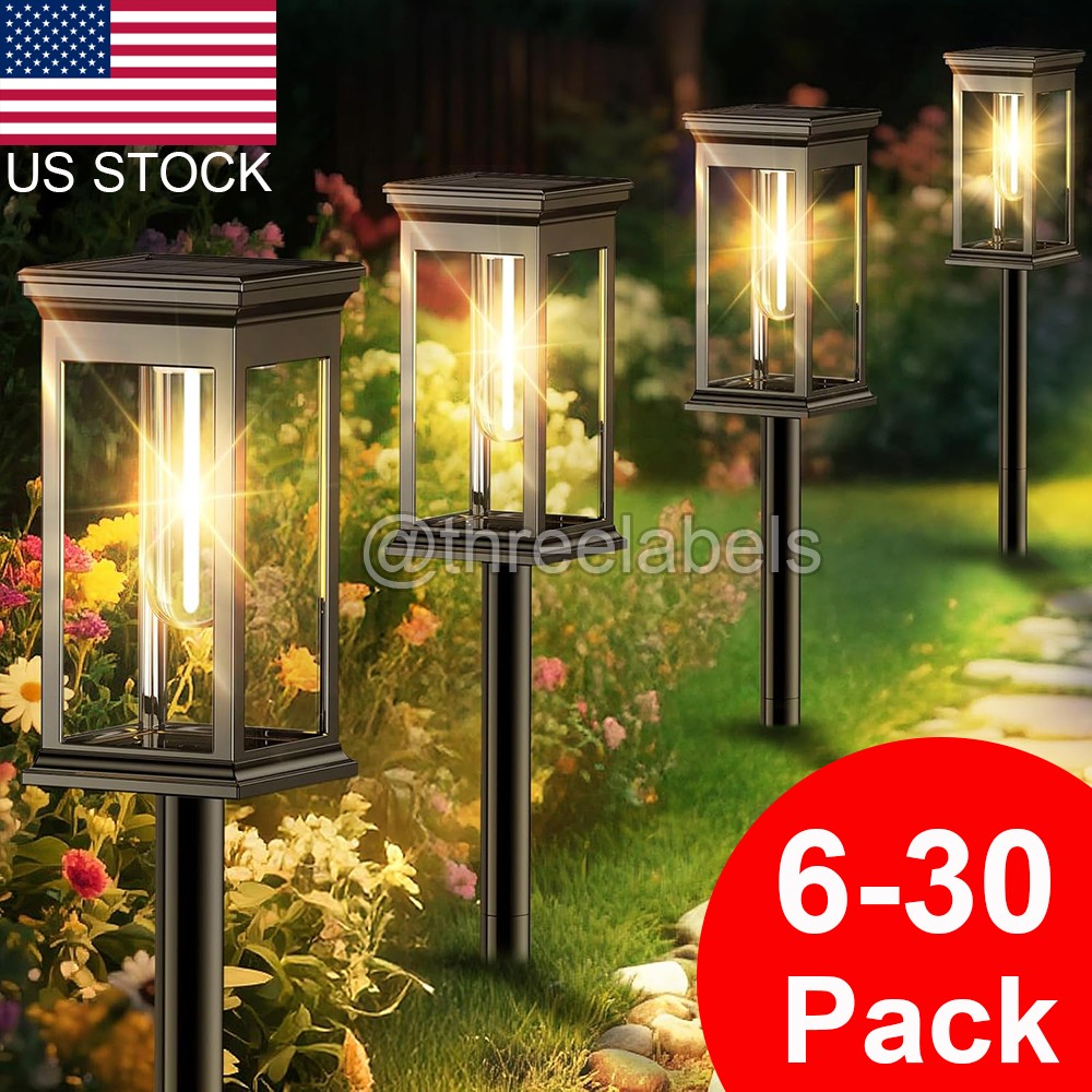 6-30 Pack Solar Garden Lights Outdoor Waterproof Landscape LED Lights Pathway US gallery
