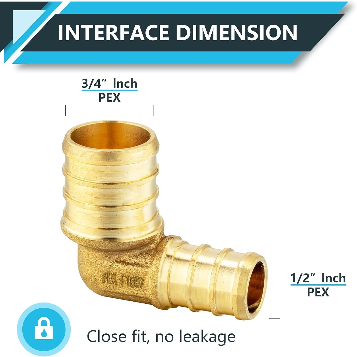 20PCS PEX 1/2" x 3/4" Pex Reducing Elbow Brass Crimp Fittings Barb LEAD FREE gallery