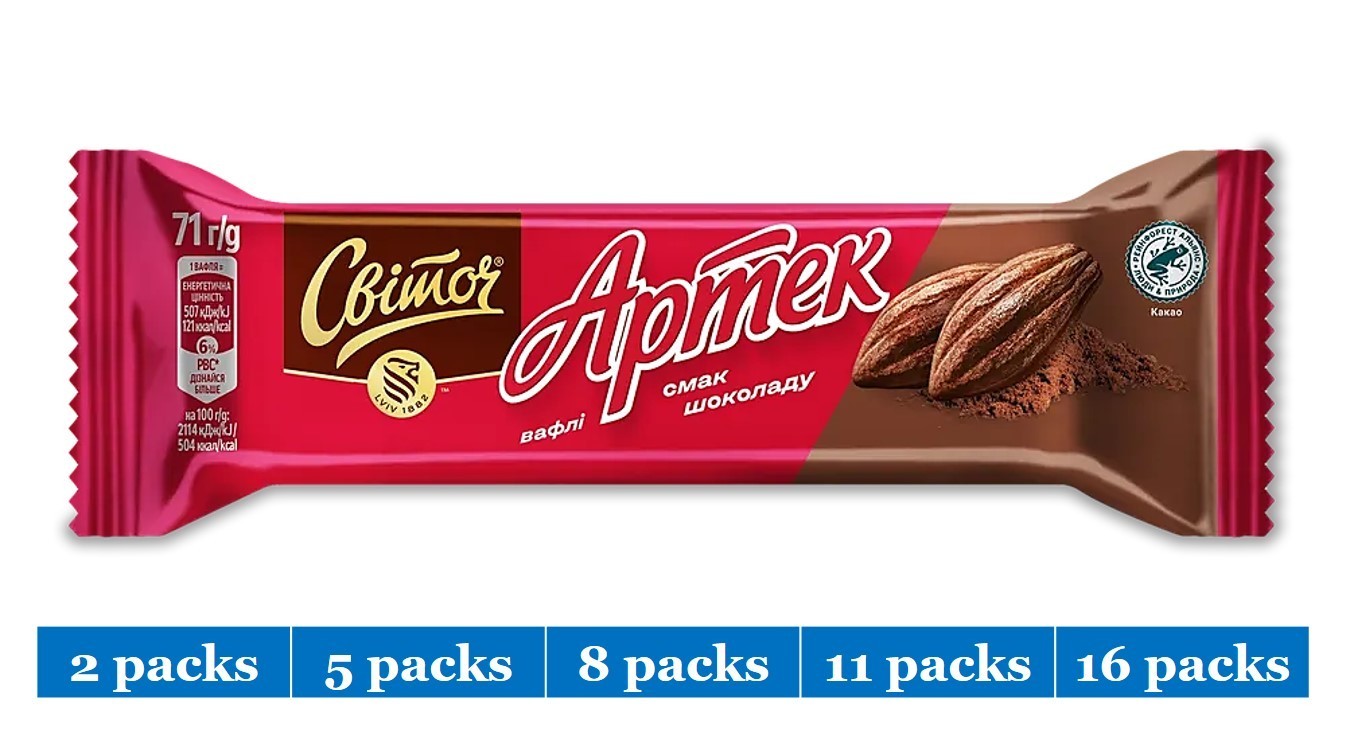 Svitoch Artek Chocolate Waffles Crispy Wafer Bars 71g 2.5oz Ukraine Snack gallery