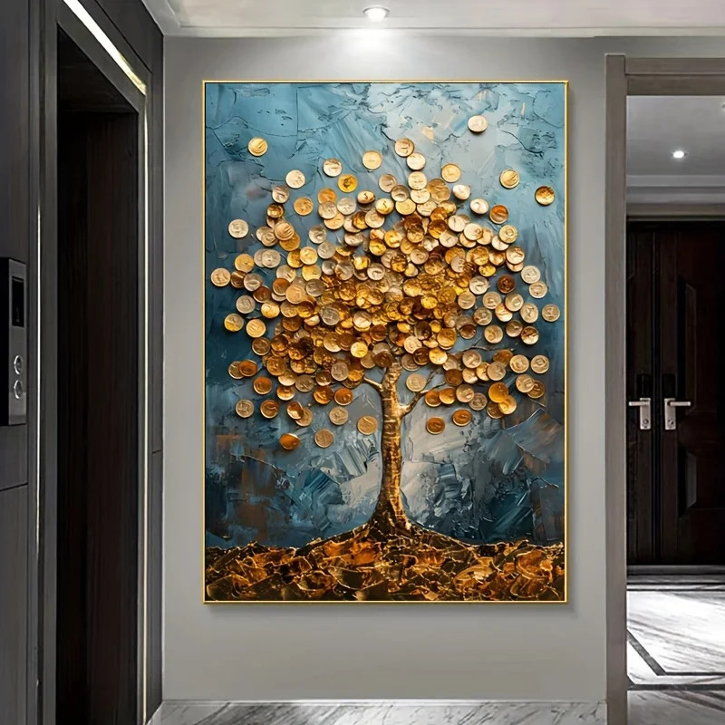 Golden Tree Canvas Wall Art Poster Print Canvas Painting Home Decor Wall Mural gallery