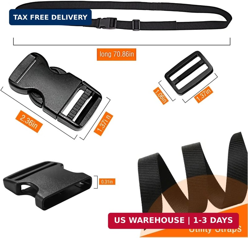 Utility Straps Tie Down Straps with Buckle Quick-Release Adjustable Nylon Campin gallery