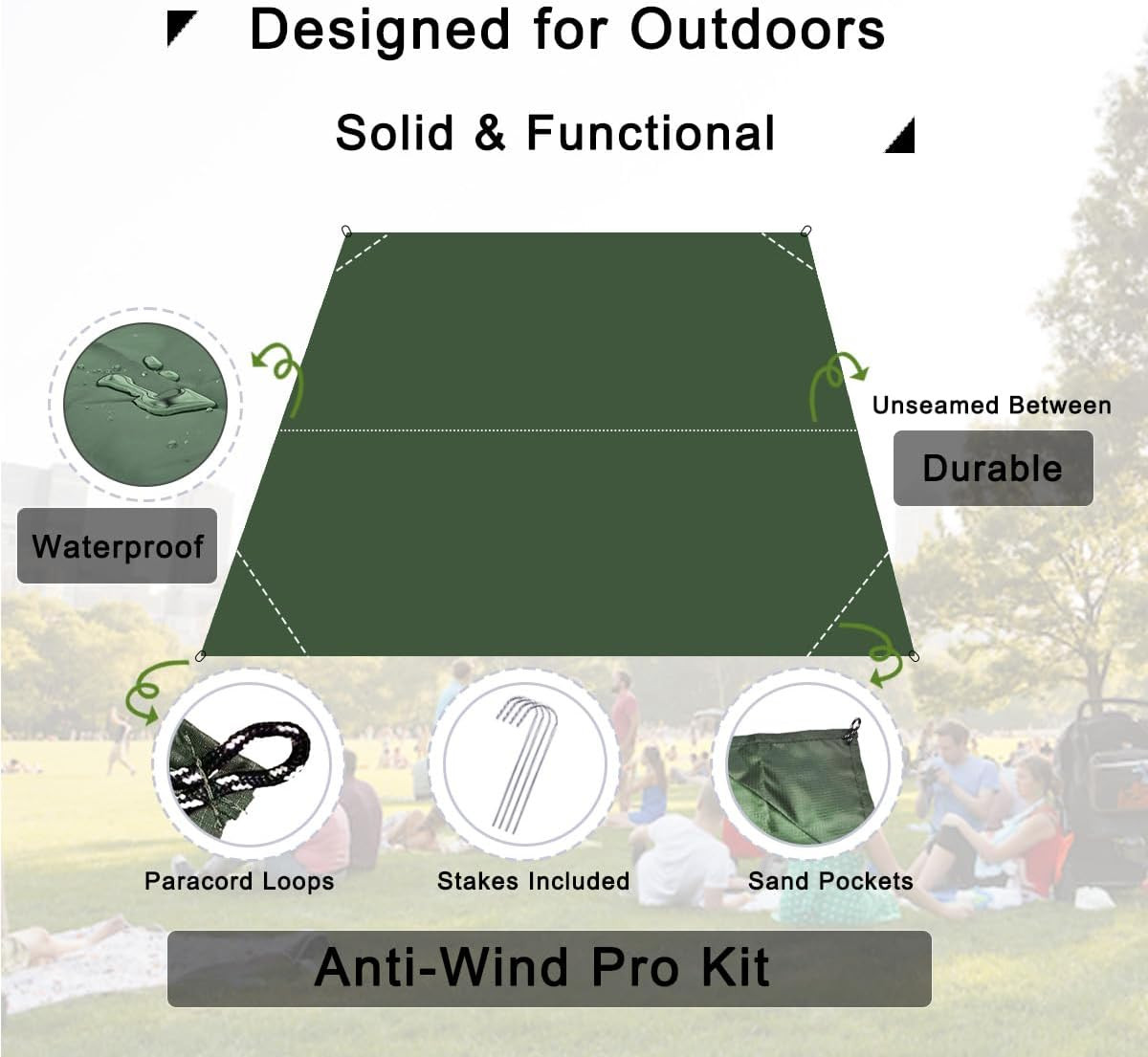 Outdoor Pocket Blanket, 55"X39" Waterproof Foldable Compact Small Picnic Blanket gallery
