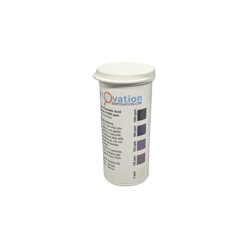 Peracetic Acid Test Strips, High Level, 0-1000 ppm [Vial of 50 Strips] gallery